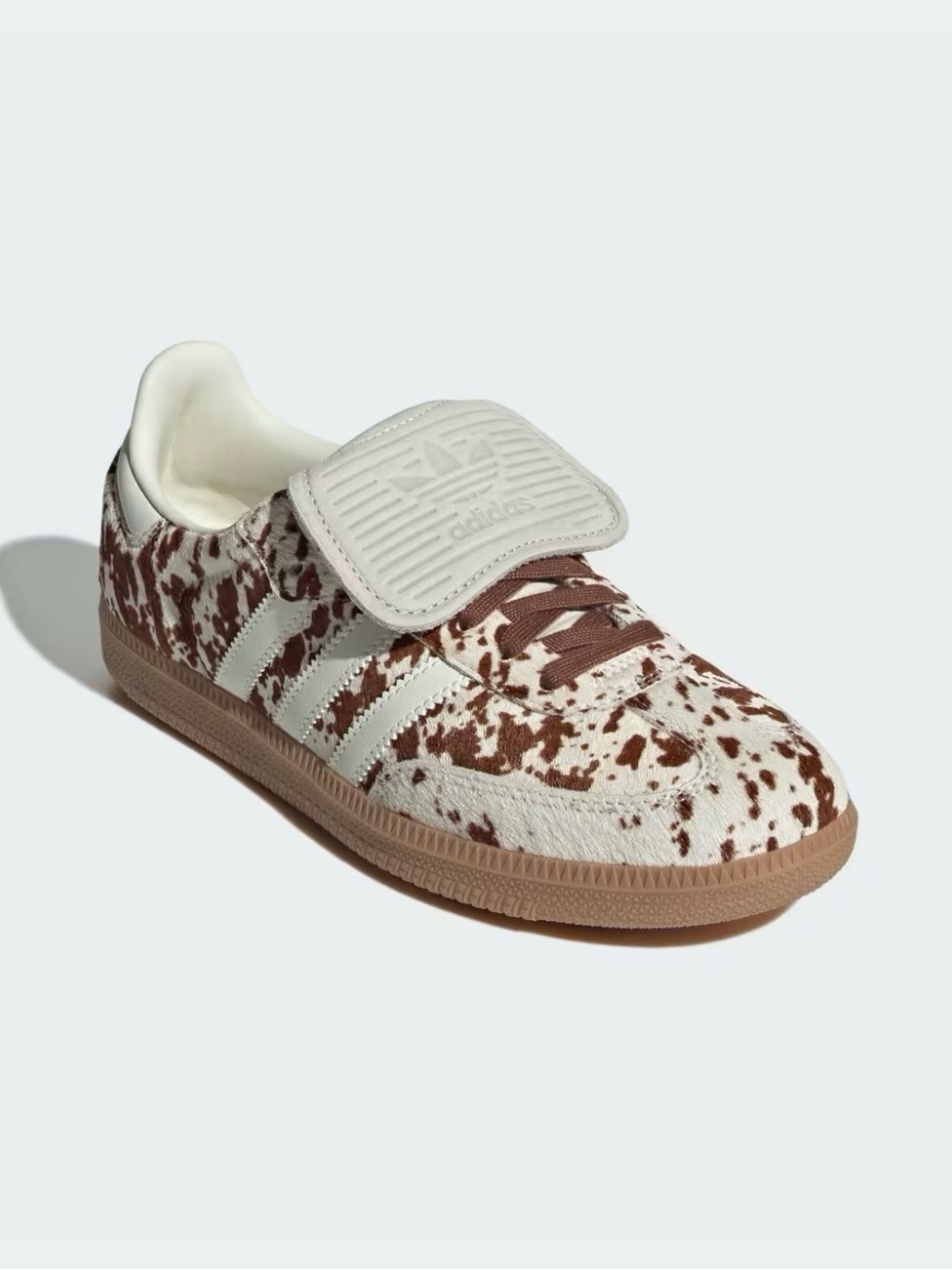 Adidas Women’s Samba Sneakers in Cream & Brown Cow Print - Picture 2 of 12